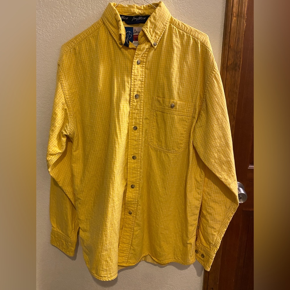 George Strait Yellow Plaid Button Front Western Rodeo Shirt- Size M